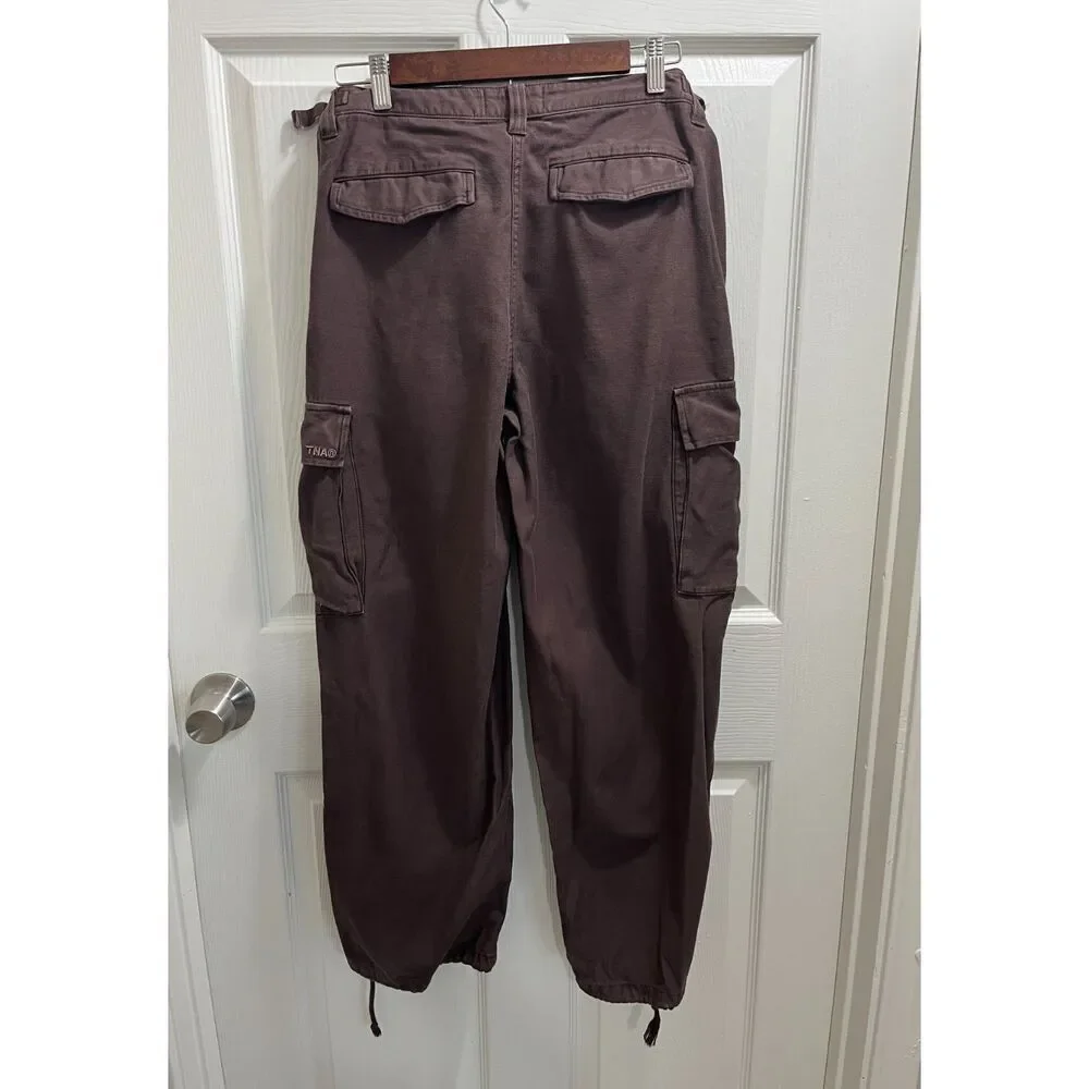 TNA Aritzia Supply Cargo Pants Size 6 Rich Mocha Relaxed Adjustable
